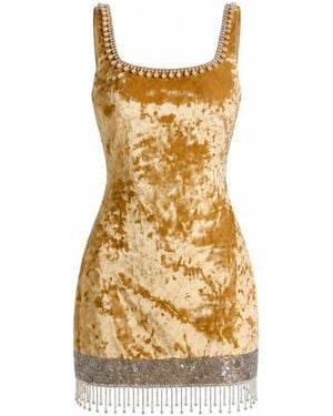 International Appeal Velvet Pearl Mini Dress - Metallic