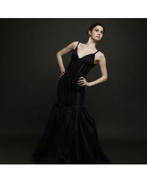 Chuks Collins Blessing Silk & Velvet Corset Gown - Black