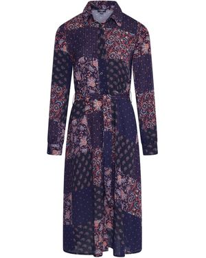 LAtelier London Audrey Floral Print Mix Shirt Dress - Blue