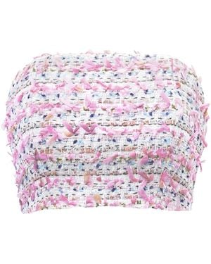 Riviera Soirée Danni Tweed Strapless Top - Pink