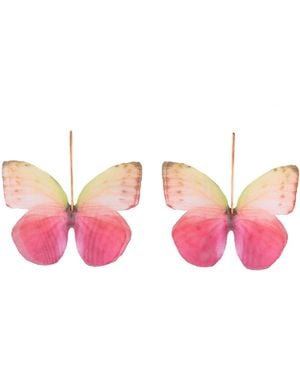 Oana Savu Blush Rose Silk Butterfly Earrings Butterfly Fairy Wings - Pink