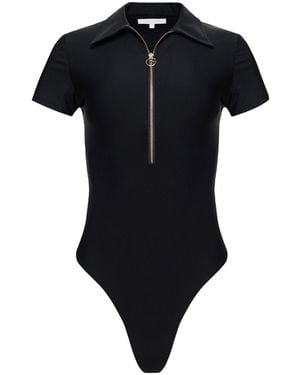 Goldie Byrd Zip Front Smoothing Bodysuit - Black
