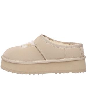 EverAu Australia Neutrals Plumed Ankle Platform Slippers - Natural