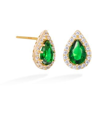 Shabella Nyc Starlight Emerald Tear Earring - Green