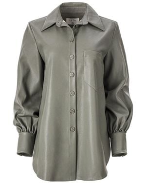 Lita Couture Vegan-Leather Shirt - Grey