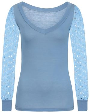 Sophie Cameron Davies Lace Sleeve Top - Blue