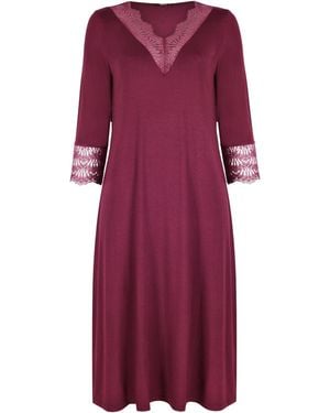 Oh!Zuza Poem Midi Lace Nightdress – Wine - Purple