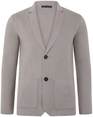 Paul James Knitwear Lightweight Mercerised Cotton Giuseppe Knitted Blazer - Grey