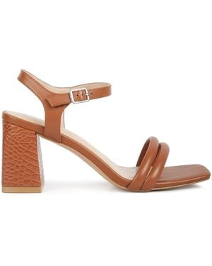 Rag & Co Edyta Ankle Strap Block Heel Sandals - Pink