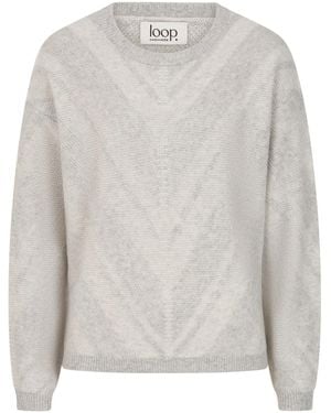 Loop Cashmere Textured Chevron Sweater - Gray