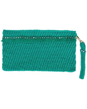 N'Onat Evil Eye Makeup Hand Crochet Pouch - Green