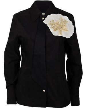 Laines London Laines Couture Tie Shirt With Embellished Shell - Black