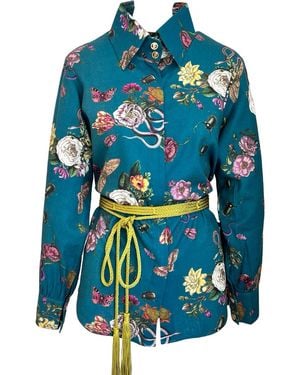 L2R THE LABEL Fadwa Open Back Shirt - Blue