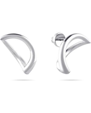 Meulien Abstract Crescent Moon Earrings - Metallic