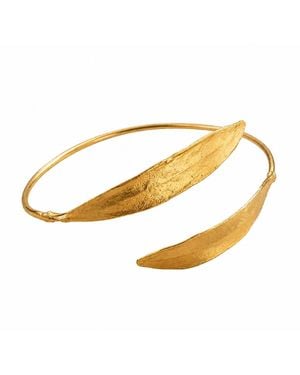 Mother Nature Jewelry Leaf Bracelet, Handmade Cuff - Metallic