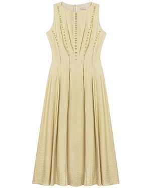 Nocturne Sleeveless Textured Midi Dress - Natural
