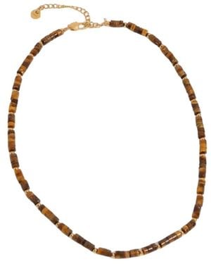 ADIBA Horizon Tiger Eye Stainless Steel Necklace - Metallic