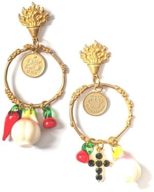 Achala Handcrafted Meditterenean Inspired Hoop Earrings - Metallic