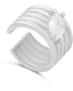 SHYMI Fluted Marquise Stone Ear Cuff - White