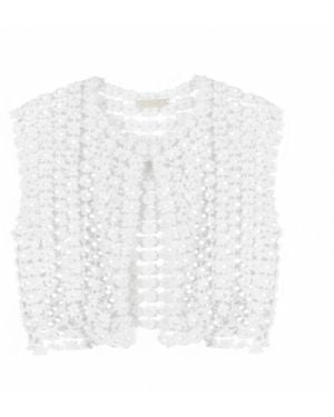 Saachi Floral Shell Pearl Capelet - White