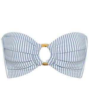 Montce Classic Stripe Tori Ties Bandeau Bikini Top - Blue