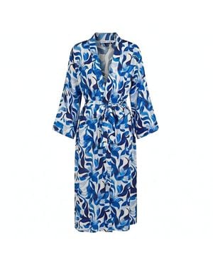 Elise Seren Silk Midi Kimono - Blue