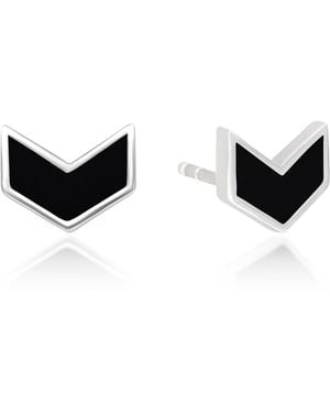 The Jewelz Dark Arrow – Onyx Chevron Studs - Black