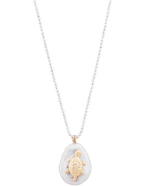 Oana Savu Freshwater Baroque Pearl Turtle Charm Sterling Chain - Metallic