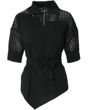 Larisa Dragna Trio Cotton Shirt With Voile Insert - Black
