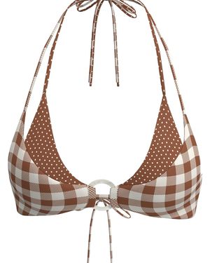 Blackbough Swim Felicia Double-Layer Halter Top Mocha Polka - Brown
