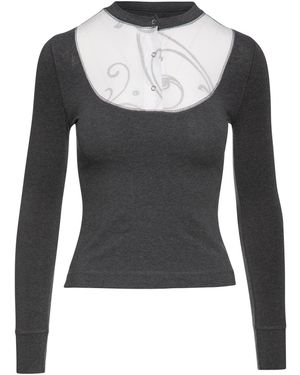 Conquista Dark Top With Poplin Detail - Black