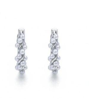 Angel Barocco Twisted Pearl Mini Hoop Earrings - Blue