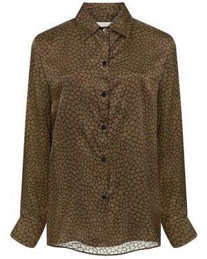 Lily Rou Silk Marina Relaxed Shirt - Green
