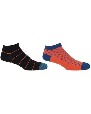 Peper Harow - Made in England Thin Stripe & Crosslet Trainer Socks Bundle - Red