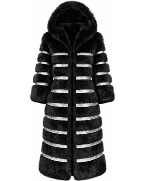 Harmonia Ny Crème De La Crème Noir Extra Long Hooded Faux Fur Coat By Dani Watanabe - Black