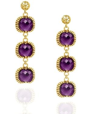 Unaloe Dangle Earrings Plated – Timeless Elegance With Three Crystal - Purple