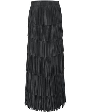 Smart and Joy Tiered Frill Mesh Skirt - Black