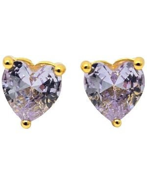 Sophelia Alexandrite Heart June Birthstone Stud Earrings - Purple