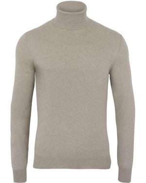 Paul James Knitwear Neutrals Ultra Fine Cotton Atwod Roll Neck Jumper - Grey