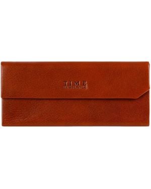 Time Resistance Foldable Cognac Leather Glasses Case - Brown