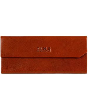 Time Resistance Foldable Cognac Leather Glasses Case For - Brown