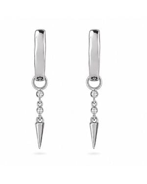 Zohreh Sapphire Drop Spike Hoop Earrings Sterling - Metallic