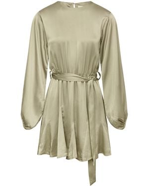 Urban Touch Neutrals Long Sleeve Pleated Skater Dress - Green