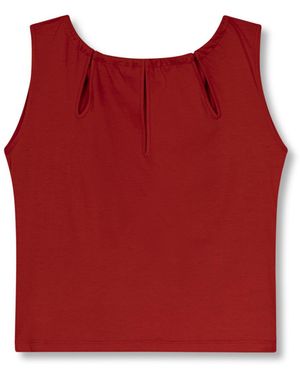 Marianne by Marie Jordane Gaby Teardrop Neckline Top - Red