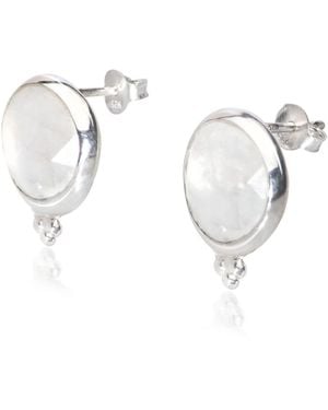 The Jewellery Store London Moonstone 'You Are Loved' Stud Earrings - Metallic