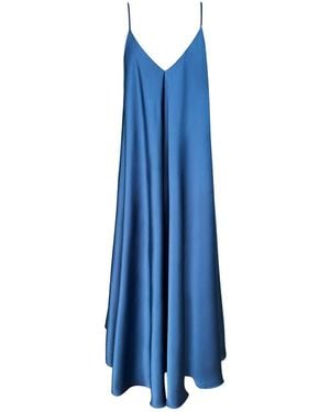 Janara Jones Ocean Mist Maxi Satin Dress - Blue