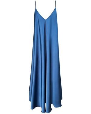 Janara Jones Ocean Mist Maxi Satin Dress - Blue