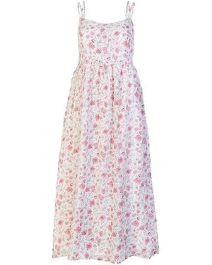 REISTOR Strappy Gathered Petal Fusion Midi Crepe Dress - Purple