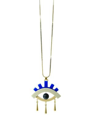 Gissa Bicalho Handmade Acrylic Necklace Pendant Eye - White