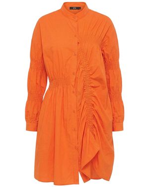 open lace back dress Long Sleeve Pleated Shirtdress with Belt US12 / Coral main image 0